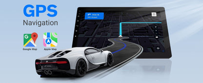Haudio 10.1" Rádio Automotivo Rotativo de 1 Din, Tela Sensível ao Toque com Carplay e Android Auto Sem Fio/GPS/BT 4.1/Câmera de Ré/FM
