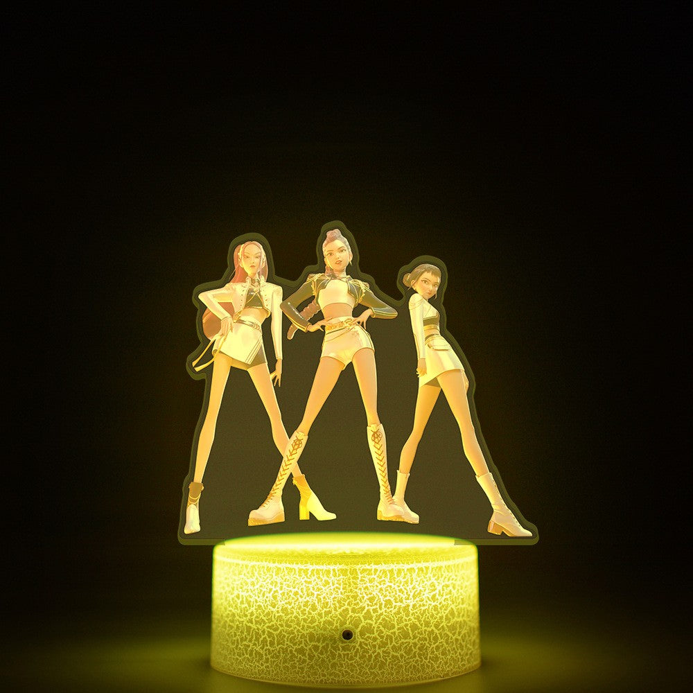 KPop K-POP Demon Hunters Kawaii Zoe Mira Rumi Saja Boys Superstar Monochrome Light Remote Control 16 Color Light Night Light