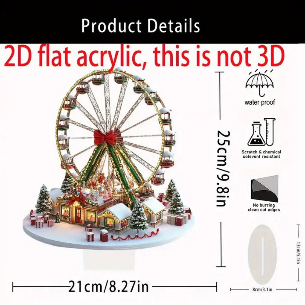 1pc Christmas Ferris Wheel Ornament, Christmas Scene Design, Cozy Style, Home Decoration, Daily/Holiday Gift, Scene Compatible