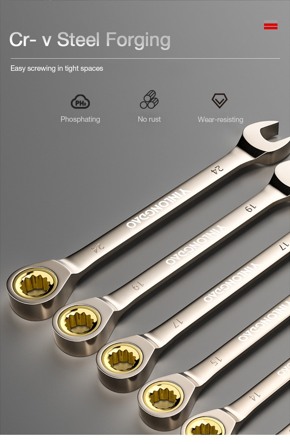 1 Chave Inglesa Chave de Boca Flexível Dourada Chaves de Catraca Torque Chaves Universais para Ferramentas de Reparo Automotivo Ferramenta Manual Métrica