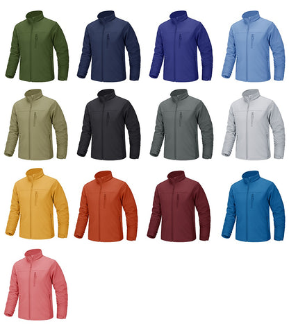 TACVASEN Waterproof Fleece Lining Windbreaker Mens Winter Work Jackets Zipper Pocket Casual Coats Full Zip Outwear Tops