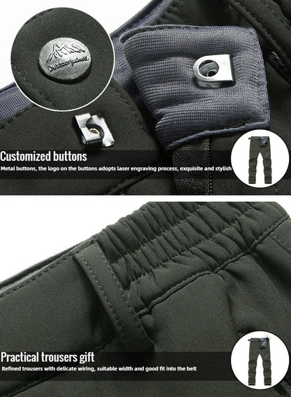 2024 Big Size Waterproof Pants Men Soft Shell Fleece Warm Trousers Male Outdoor Plus Large 9XL 4XL 8XL Work Winter Autumn Black