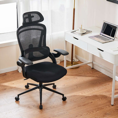 Cadeira de Escritório Ergonômica JHK com Apoio Lombar Ajustável em Mesh, Inclinação de 120°, Encosto Alto Confortável e Braços Macios Retráteis