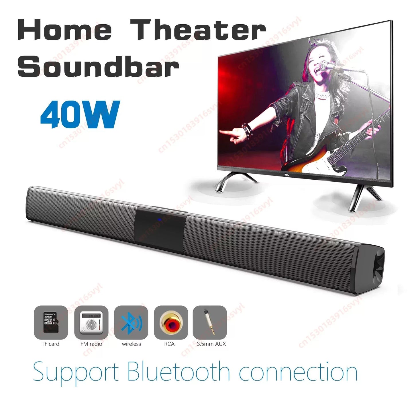 Poderoso Alto-falante Bluetooth Sem Fio para Home Theater Computador TV Carro Soundbar Subwoofer com Graves Fortes Rádio caixa de som