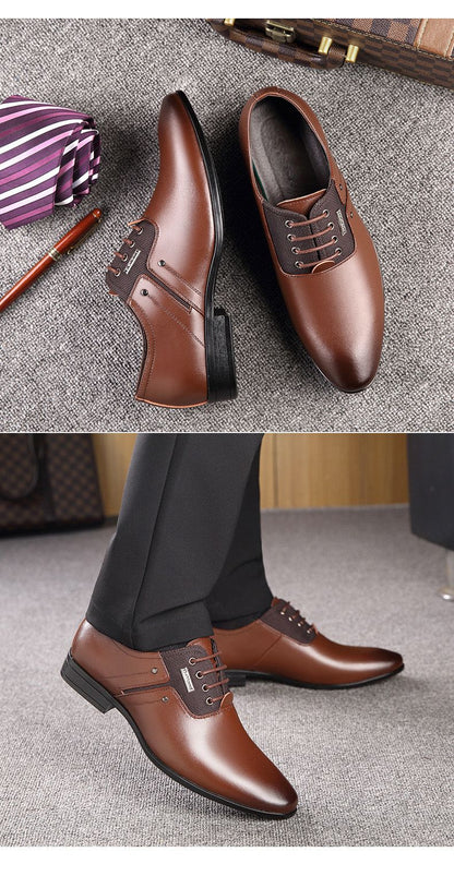 QFFAZ Big Size 38-47 Men Wedding Dress Shoes Black Brown Oxford Shoes Formal Office Business British Lace-up Men's Footwear