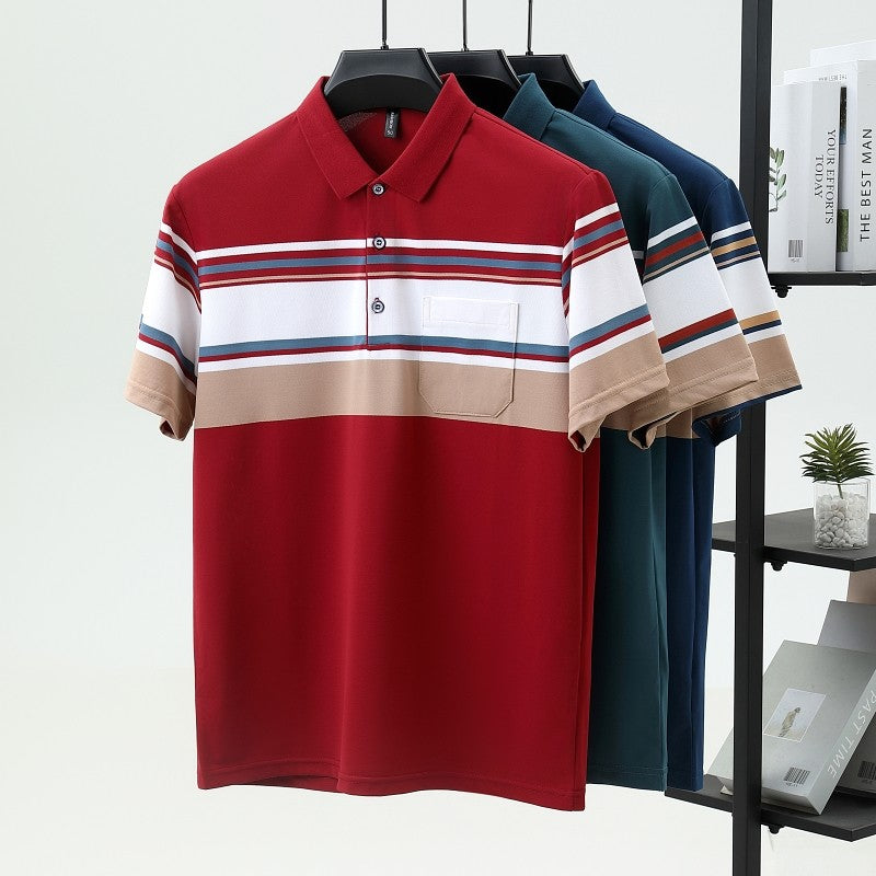 High quality brand men's short sleeved polo shirt summer fashion  striped design youth personalized top casual business T-shirt
