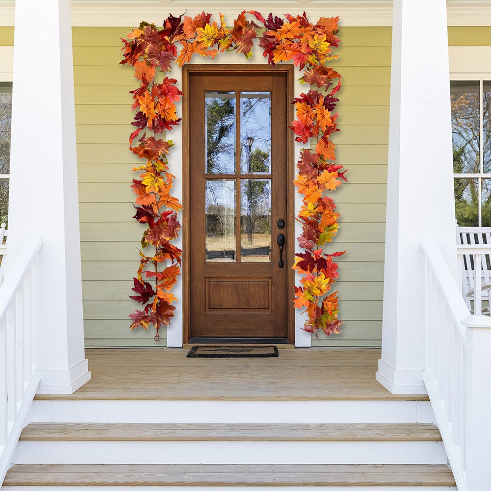 1/2Pcs 175cm Artificial Fall Maple Leaf Garland Fake Plants Autumn Decor Leaves Vine for Thanksgiving Halloween Decoration Gifts