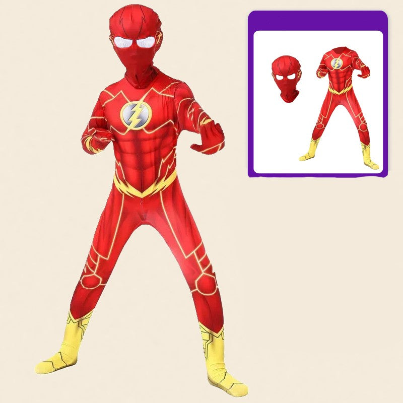 Flash Adult Children Cosplay Costumes Superhero Jumpsuit Including Headgear Halloween carnival Dressing Up