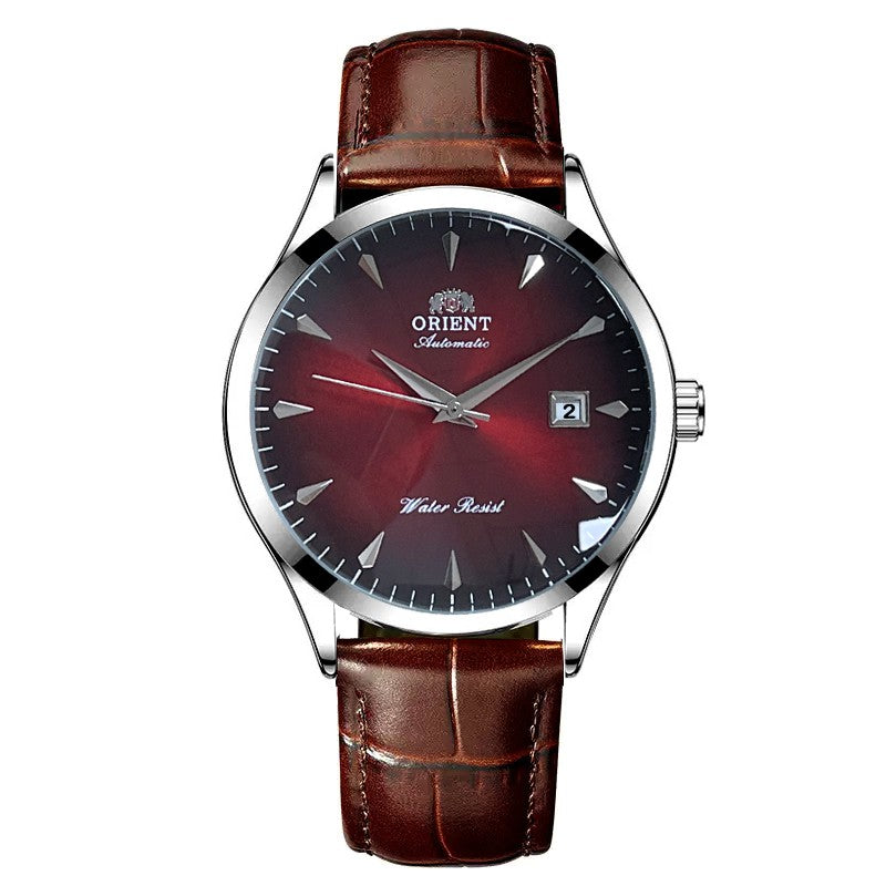 Orient Automático Masculino, Mostrador Preto, Pulseira de Aço Inoxidável, Relógio de Pulso Clássico de Negócios Resistente à Água com Exibição de Data