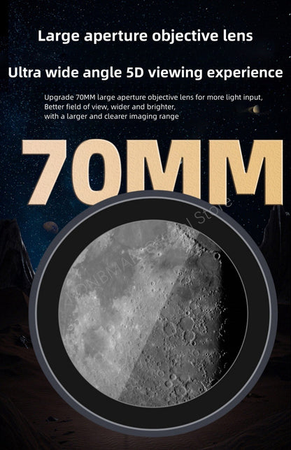 Telescópio Refrator de Abertura de 70 mm para Adultos e Crianças Telescópio Portátil para Iniciantes em Astronomia Telescópio de Viagem