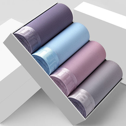 4pcs Men's Boxer Shorts Ice Silk Underwear Plus Size Underpants Cool Breathable Sexy Slim Panties Mesh Lingerie Wholesale Lots