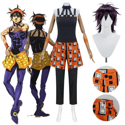 Narancia Ghirga Cosplay Anime Aero Smith Costume Wig