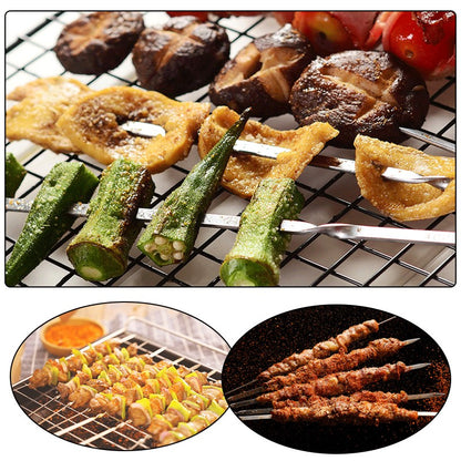 50Pcs Espeto de Churrasco de Aço Inoxidável Portátil Reutilizável com Tubo Espeto de Kebab de Ferro para Ferramentas de Acampamento e Piquenique ao Ar Livre