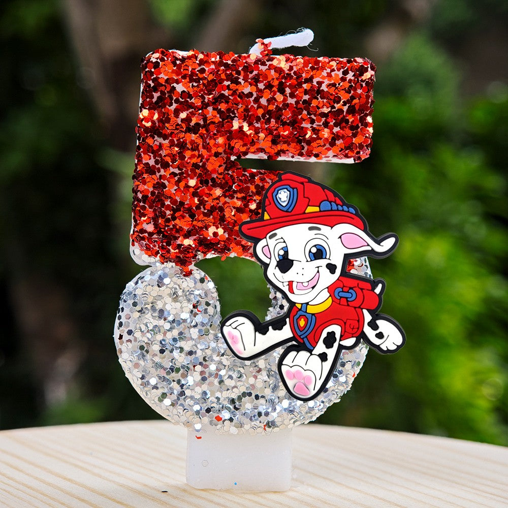Paw Patrol Candle 0-9 Number Candle Paw Patrol Cartoon Character Party Cake Plug-in Birthday Cake Decoration Baby Shower Gift