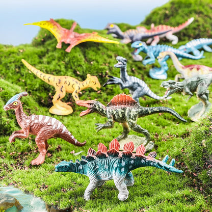 Oenux 12 Peças Pequeno Conjunto Dinossauro Jurássico Brinquedo T-Rex Velociraptor Espinossauro Mosassauro Modelo Coleção Boneco de Ação Brinquedo Infantil