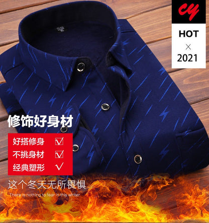 2025 Men's Winter Warm Long Sleeve Plaid Shirts Flannel Fur Lined Thick Formal Shirts Fleece Casual Shirt for Men Dress Shirts