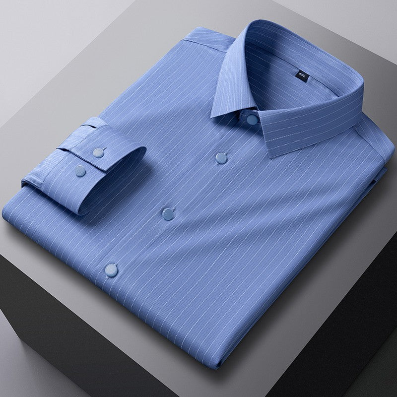 New in shirt elastic plaid casual long sleeve shirts for men slim fit formal shirt fashion easy-care elegants business clothes