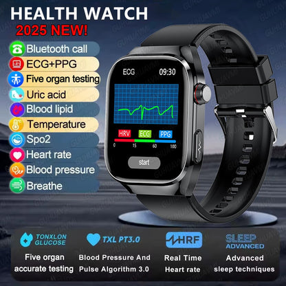 2025 Novo Smartwatch Tela AMOLED de 2.04 polegadas Chamada Bluetooth IP68 À Prova D'água 650mA Smartwatches Esportivos Masculinos Android Grau Militar