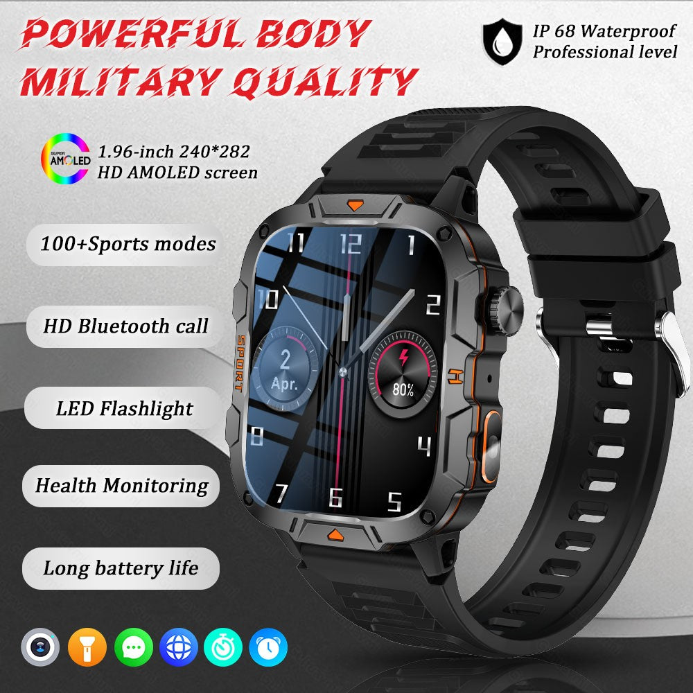 2025 Novo Para Xiaomi Militar Grau Smart Watch Masculino Tela AMOLED de 1.96" 5ATM À Prova D'Água Esportes Rastreador de Fitness Chamada BT Smartwatch