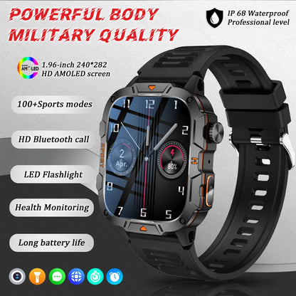 2025 Novo Para Xiaomi Militar Grau Smart Watch Masculino Tela AMOLED de 1.96" 5ATM À Prova D'Água Esportes Rastreador de Fitness Chamada BT Smartwatch
