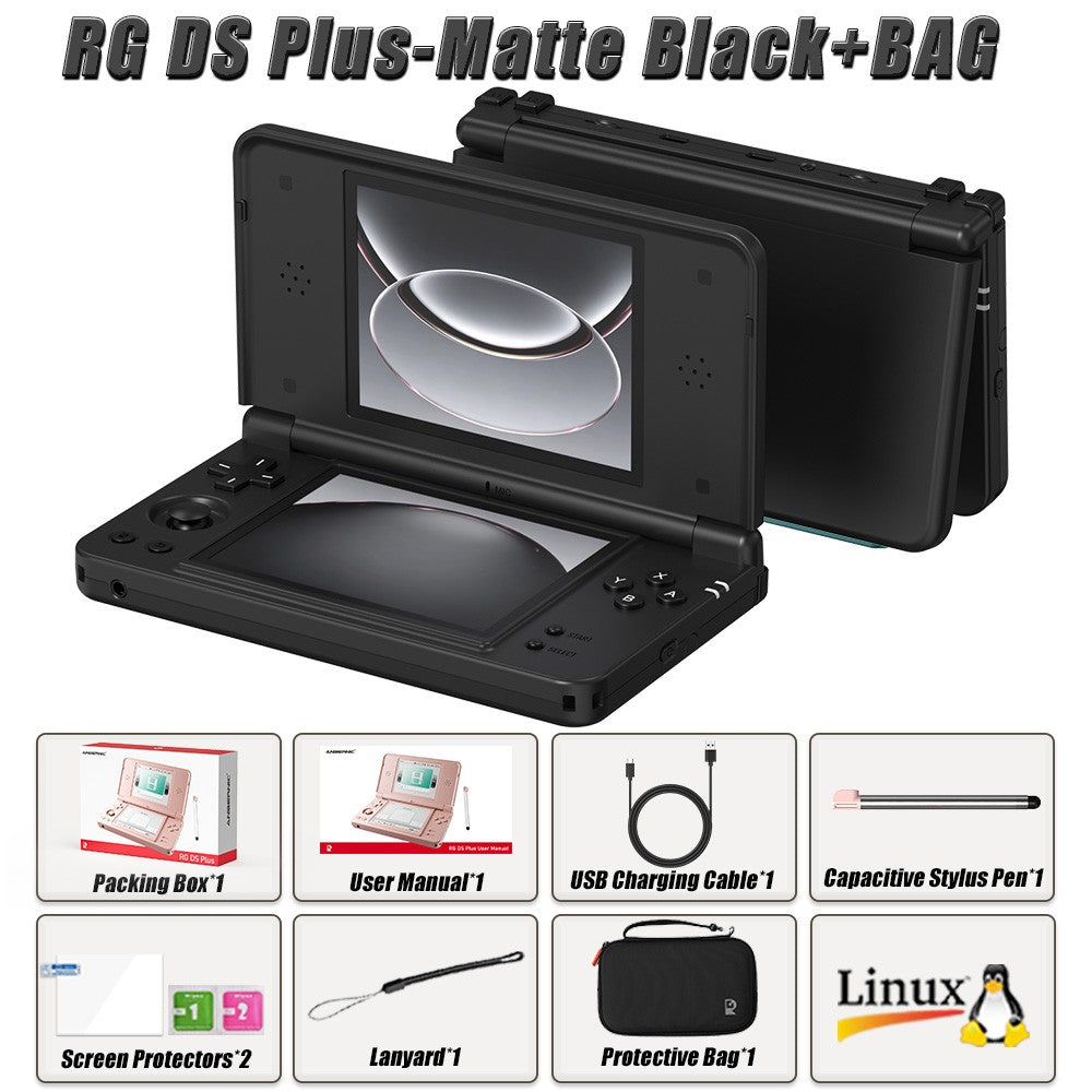 Anbernic RG  DS Plus Retro Handheld Game Console Dual Screen 4.3 Inch IPS RK3568 Linux 1GB RAM 16GB TF WiFi Bluetooth 4000mAh