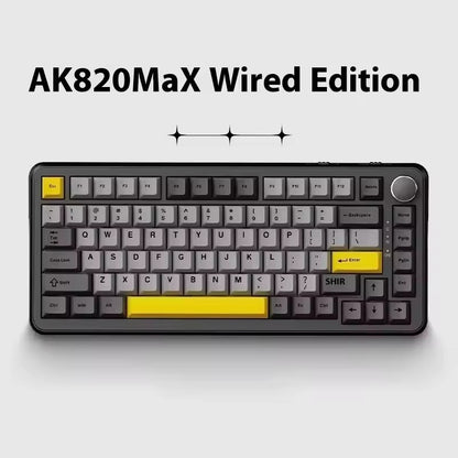 Teclado Gamer Ajazz AK820 Pro com Chave Magnética, Montagem Gasket, Bluetooth 5.1/Wireless 2.4G/USB-C com Fio, Tela TFT, para Mac/Windows