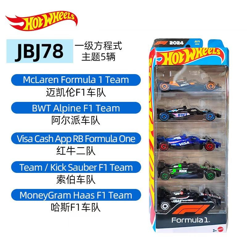 Hot Wheels X Formula 1 1/64 Collectible Car Toys 5 Packs Haas F1 Team Kick Sauber F1 Team Moneygram Theme Vehicle Gifts For Fans