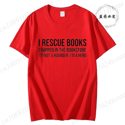 I Rescue Books Print T-Shirts Trend Women Fashion Clothing Graphic T-shirts Clothes Christmas Female Shirts Lady Casual Clothing