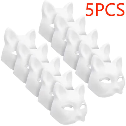 5-50Pcs Cat Fox Mask Halloween Blank Mask Costume for Adults for Holiday Party Role playing accessories