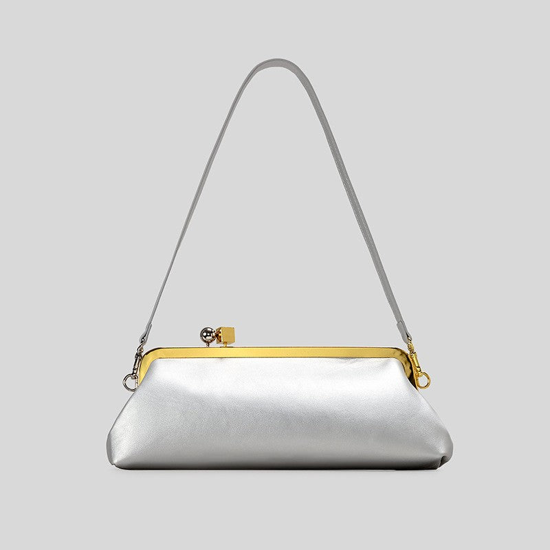 Fashion Long Clutch Bag for Women Luxury Designer Kiss Lock Women Shoulder Bags Elegant Party Purses Trend Underarm Bag 2025