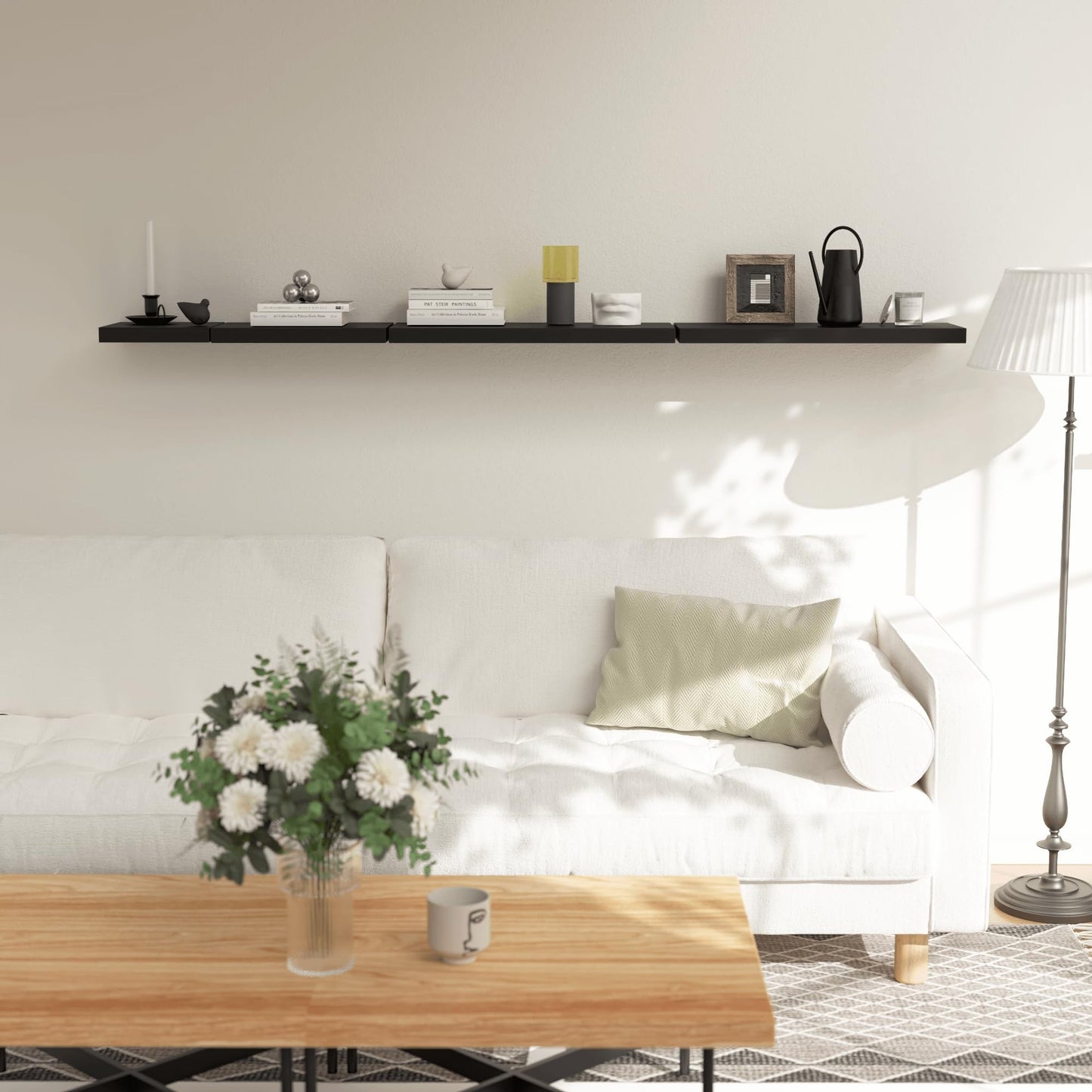 Floating Shelves with Invisible Bracket, Rustic Wood Wall Mounted Shelves Set of 4, Hanging Wall Shelves Display for Room Wall D