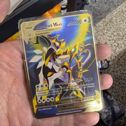 Pokémon Metal Cards em alemão Terastal Pikachu Arceus Charizard DIY Trading Flash Card Anime Cartoon Gift