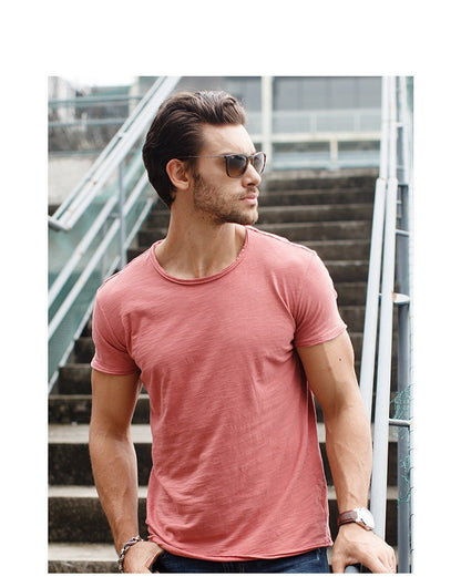 100% Cotton Men T-shirt Casual Soft Fitness Summer Thin T-shirts Men's Home Clothes O-Neck Short Sleeve Soild T Shirt for Men