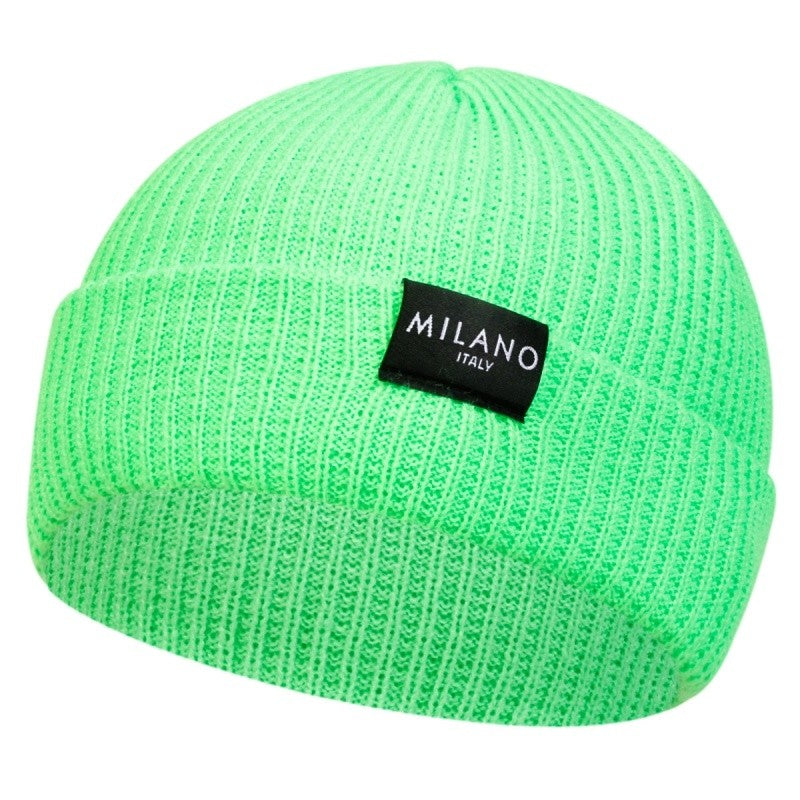 Unissex MILANO Letra Etiqueta Gorro Inverno Quente Chapéu Hip Hop Boné Gorro Toucas para Mulheres Homens