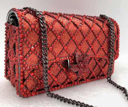 XIYUAN Women Orange/Blue/Silver/Green Jewels Long Chain Messenger Bags Party Wedding Diamonds Handbags Gems Shoulder Bag Wedding