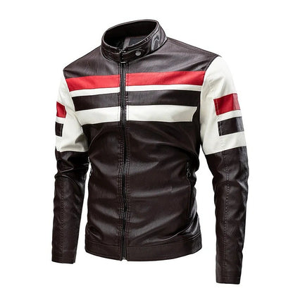2022 Fashionable Casual Men's Leather Jacket Splice Motorcycle Amazon Vintage Cross-Border Spring Autumn Thin Style Wear