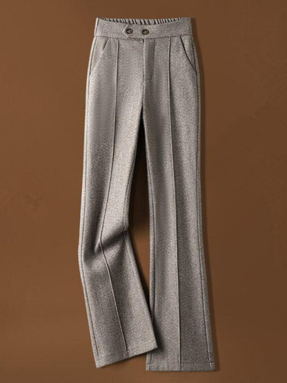 Faionable Thiened Woolen Flared Pants High Waist Casual Trousers for Women Autumn Winter New Sle Slimming Wide Leg Pants