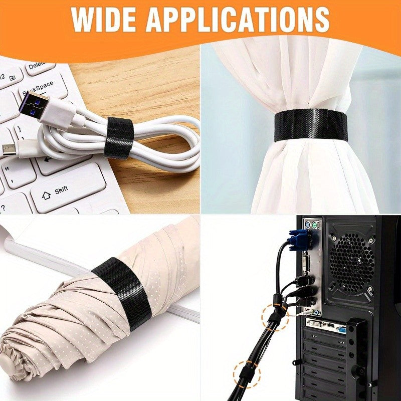 1-50m Velcros Organizador de cabos USB Amarra de cabo Mesa Computador Gerenciamento Fitas Amarras Fio de fone de ouvido Suporte de enrolador Gancho e laço para telefone