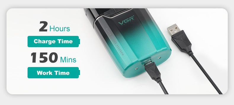 VGR Face Shaver 9000 RPM Foil Shaver LED Electric Shaver Professional Beard Trimmer Reciprocating Shaving Machine for Men V-308