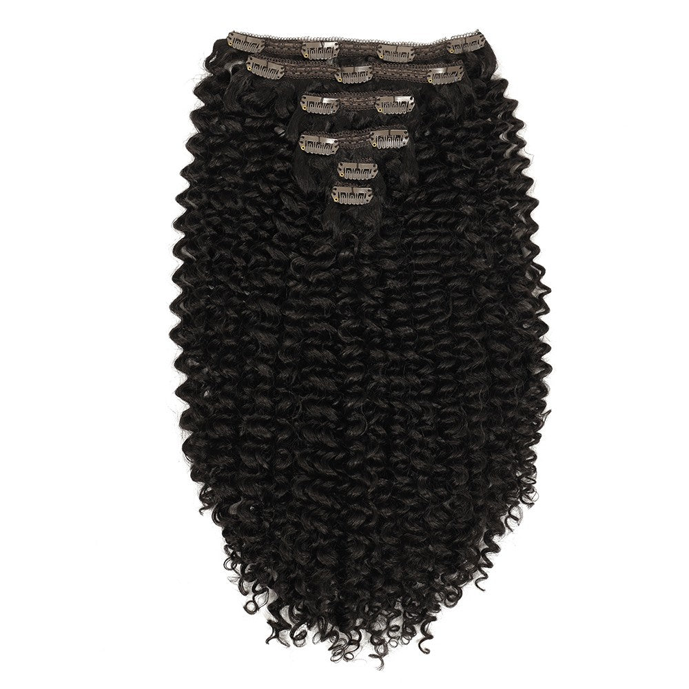 Extensões de cabelo encaracoladas tipo kinky sintéticas com presilhas, apliques de cabelo natural, extensões com presilhas, 6 peças, cabeça inteira, presilhas de 66 cm/140 g