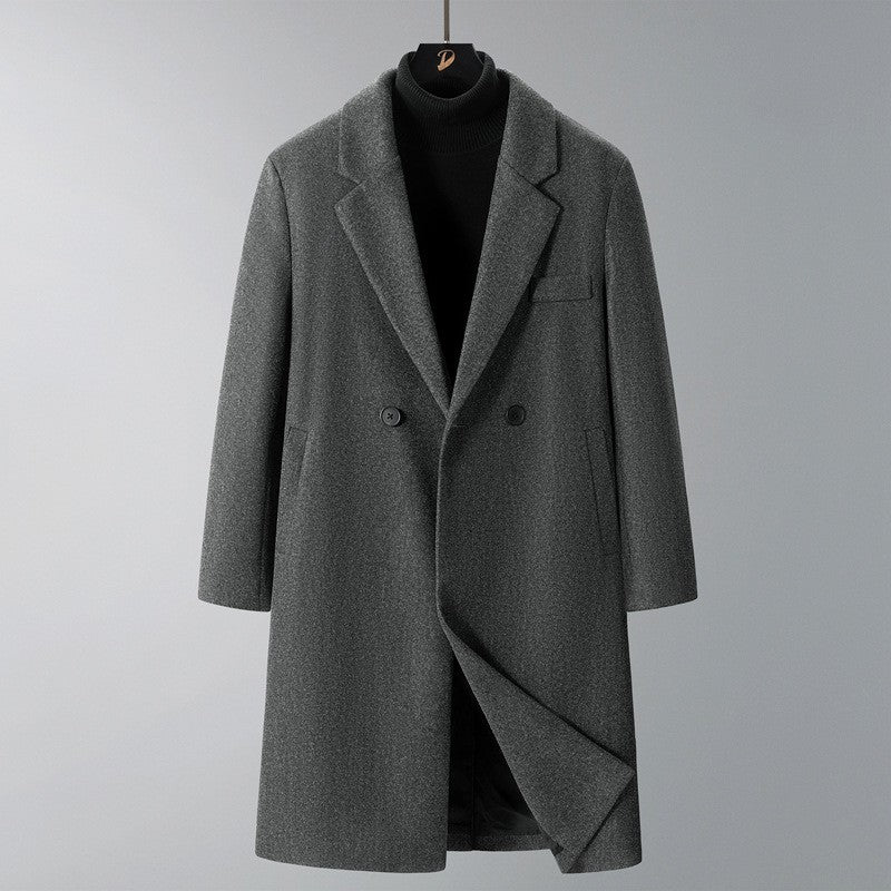 2025 New Men's Knee-Length Wool Blend Overcoat | Korean Style Loose Fit Trench Coat A/W Season | Plus Size Casual Fashion