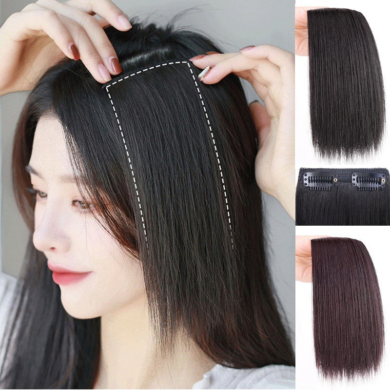 H&STAR 30cm Sintético Curto Liso Pad Extensão de Cabelo Invisível Forro de Cabelo Parte Superior da Cabeça Peruca para Mulheres
