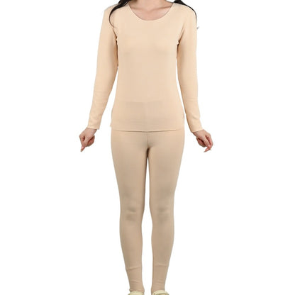 Women's Warm Underwear Set Seamless Thick Double Layer Warm Underwear Winter Long-Sleeved Long Pants 2 Pcs Pajama