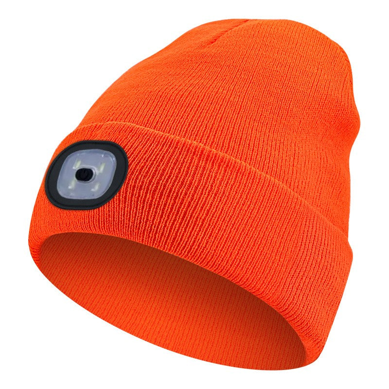 LED Light Knitted Hat Warm Elastic Beanie Autumn Winter Outdoor Sports Night Fishing Hiking Camping Glow Bonnet Unisex Headlight