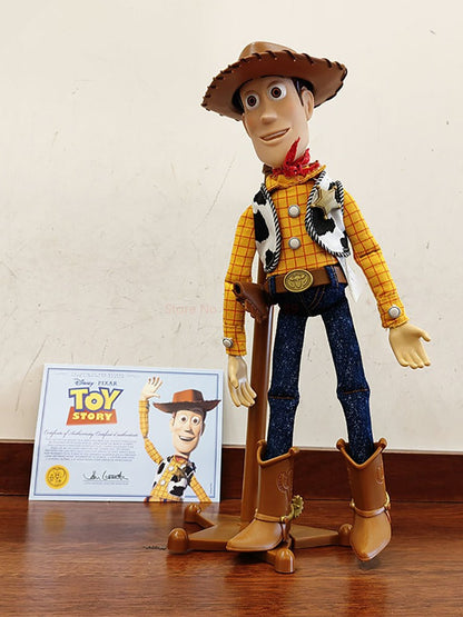 Bonecos de Ação Woody Disney Pixar Toy Story 40cm com Som de Filme em Inglês, Boneco de Personagem, Vaqueiro de Pano, Presente de Aniversário para Crianças