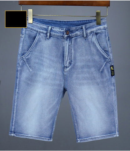 Men's Straight Casual Denim Shorts Simple Solid Color Slim Jeans Comfortable Breathable Bermuda Short Pants Summer