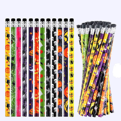 12/24PCS Pumpkin Wooden Pencils Kids Halloween Party Favors Trick or Treat Kindergarten Prizes Award Children Gifts Bag Fillers