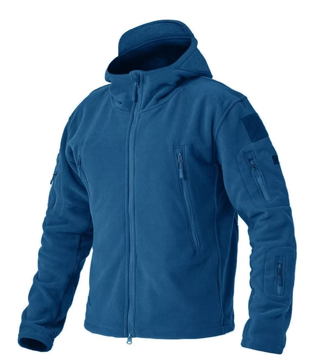 TACVASEN Winter Hooded Coats Mens Fleece Jackets Full Zip Up Multi-Pockets Fishing Hiking Climbing Outerwear Causal Parka Tops