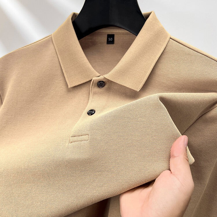 Durable 100% Cotton Men Polo Shirt,Autumn Leisure Long Sleeve, Breathable Lapels T-shirt, 16 Colors, Perfect for Golf and Sports