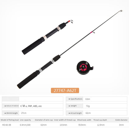 Cana de Pesca de Gelo de Inverno com Carretilha, Alimentador Mini Dobrável para Exterior, Vara de Pesca Telescópica Giratória para Gelo, Conjunto de Carretilha de Pesca